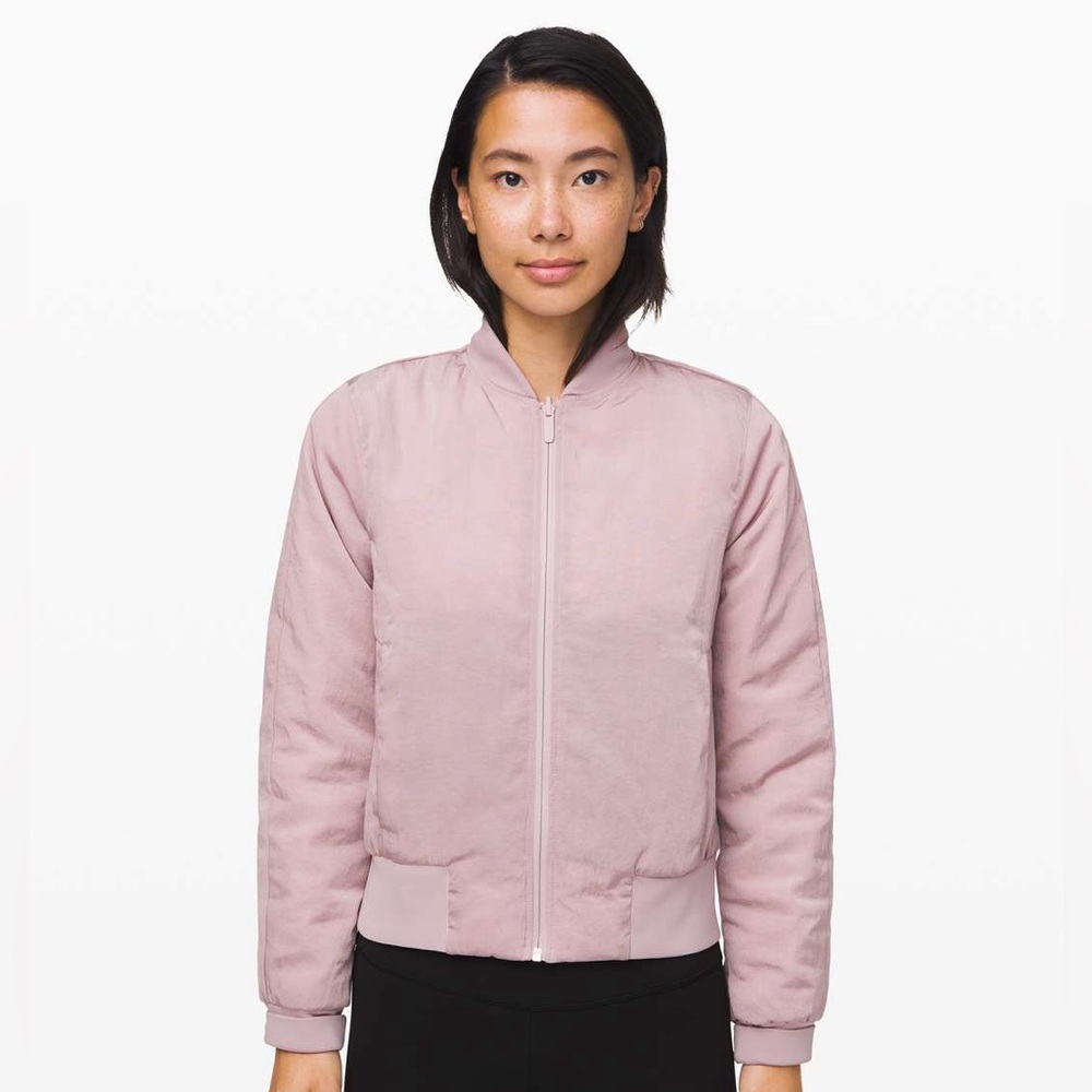 Lululemon Non-Stop Bomber Reversible Jacket in Smoky Blush, Size 8